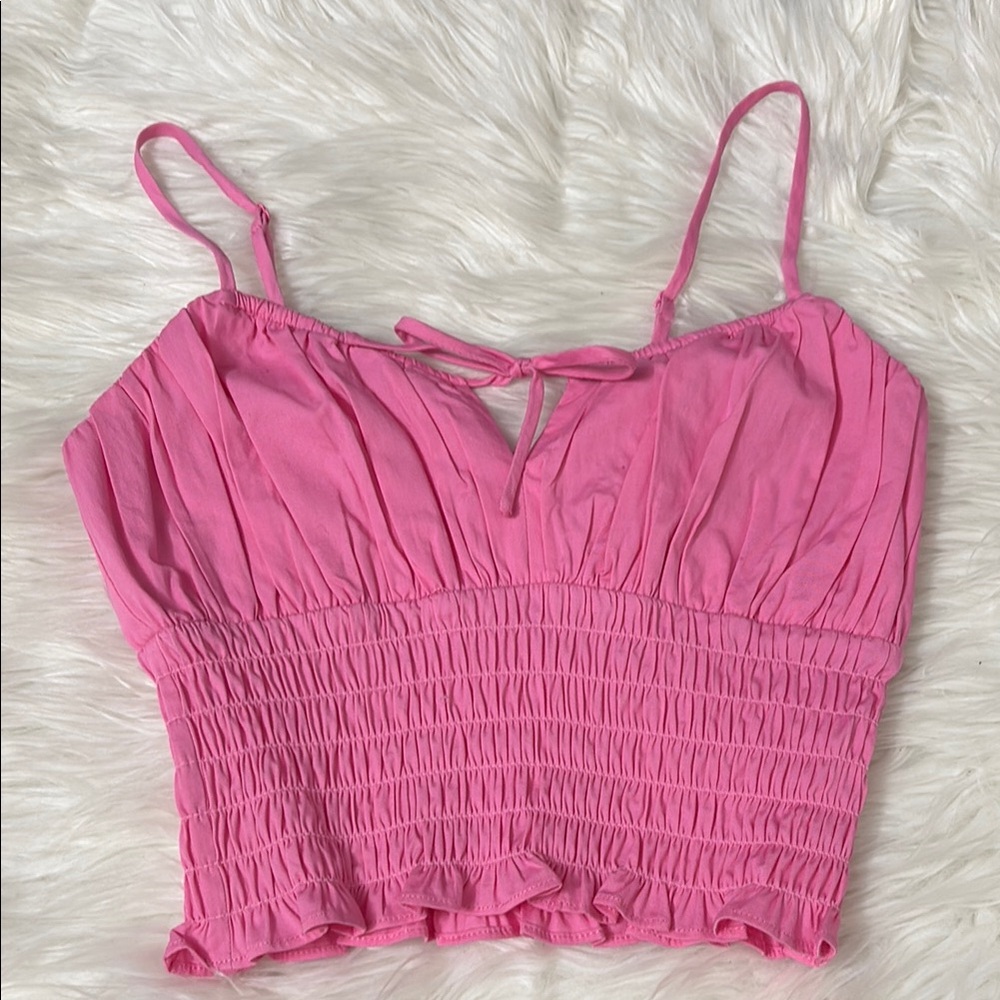 NWOT WAYF Pink Cropped Keyhole Front Tie Size XS